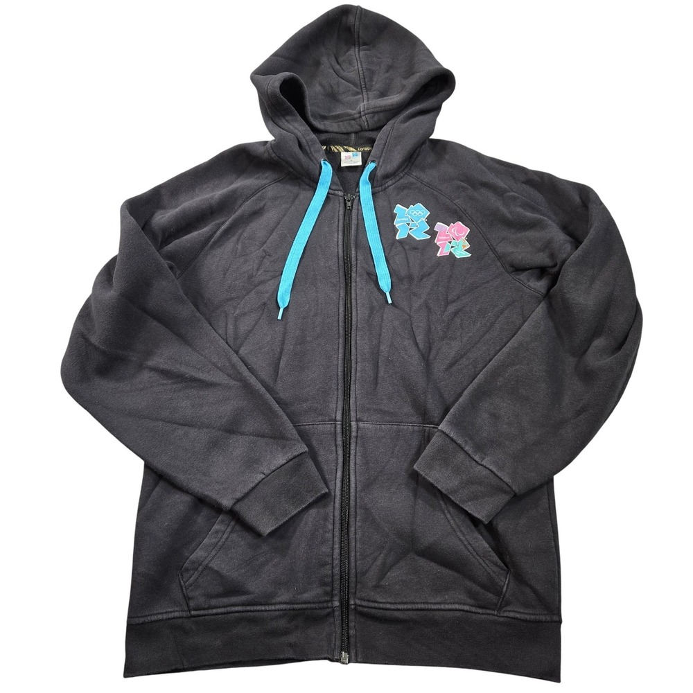 London 2012 Olympics Hoodie Sweatshirt Mens Medium Black Adidas Full Zip